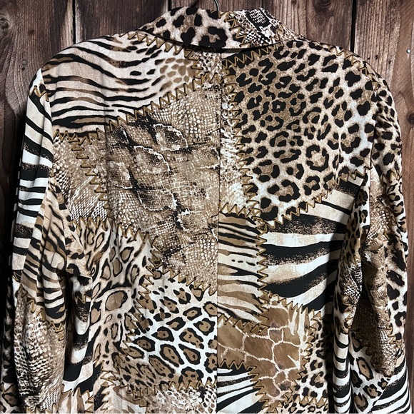 Chico’s Animal Print Giraffe Zebra Leopard Snake Career Mob Wife Blazer Sz M - Picture 11 of 12